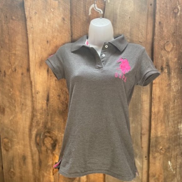 U.S. Polo Assn. Grey Knit Polo Shirt - Size Small - Picture 1 of 8